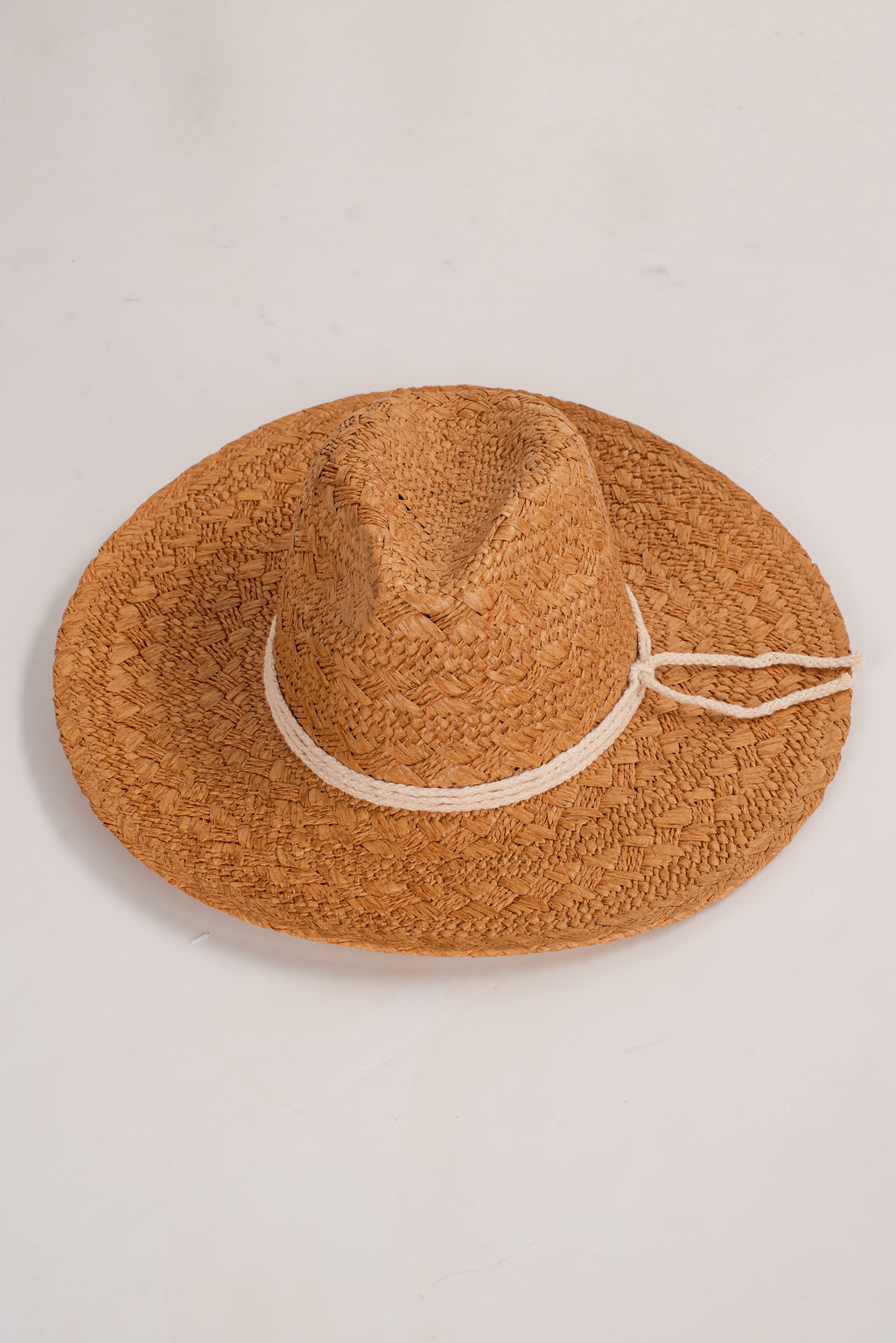 Beachside Charm Tan Straw Fedora Wide Brim Hat