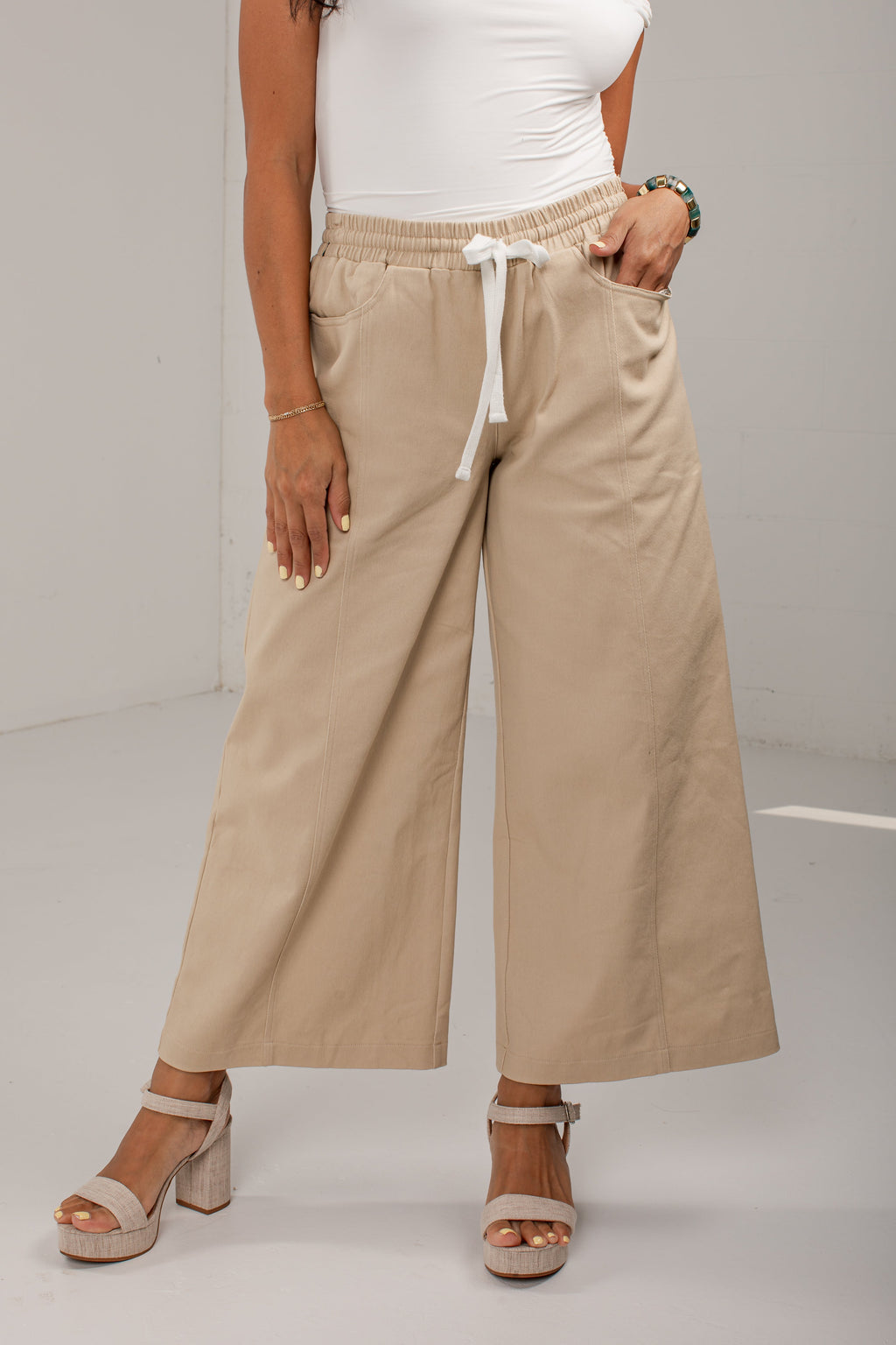 Autumn Taupe High Rise Wide Leg Pants