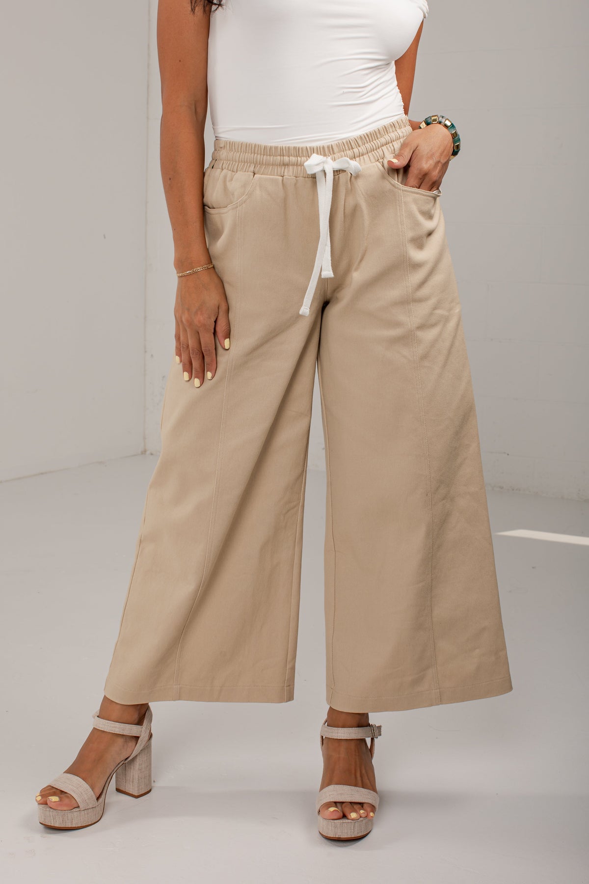 Autumn Taupe High Rise Wide Leg Pants