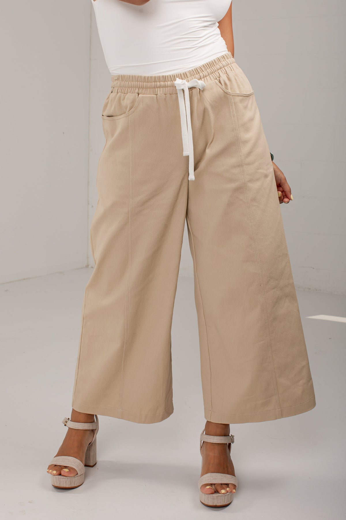 Autumn Taupe High Rise Wide Leg Pants
