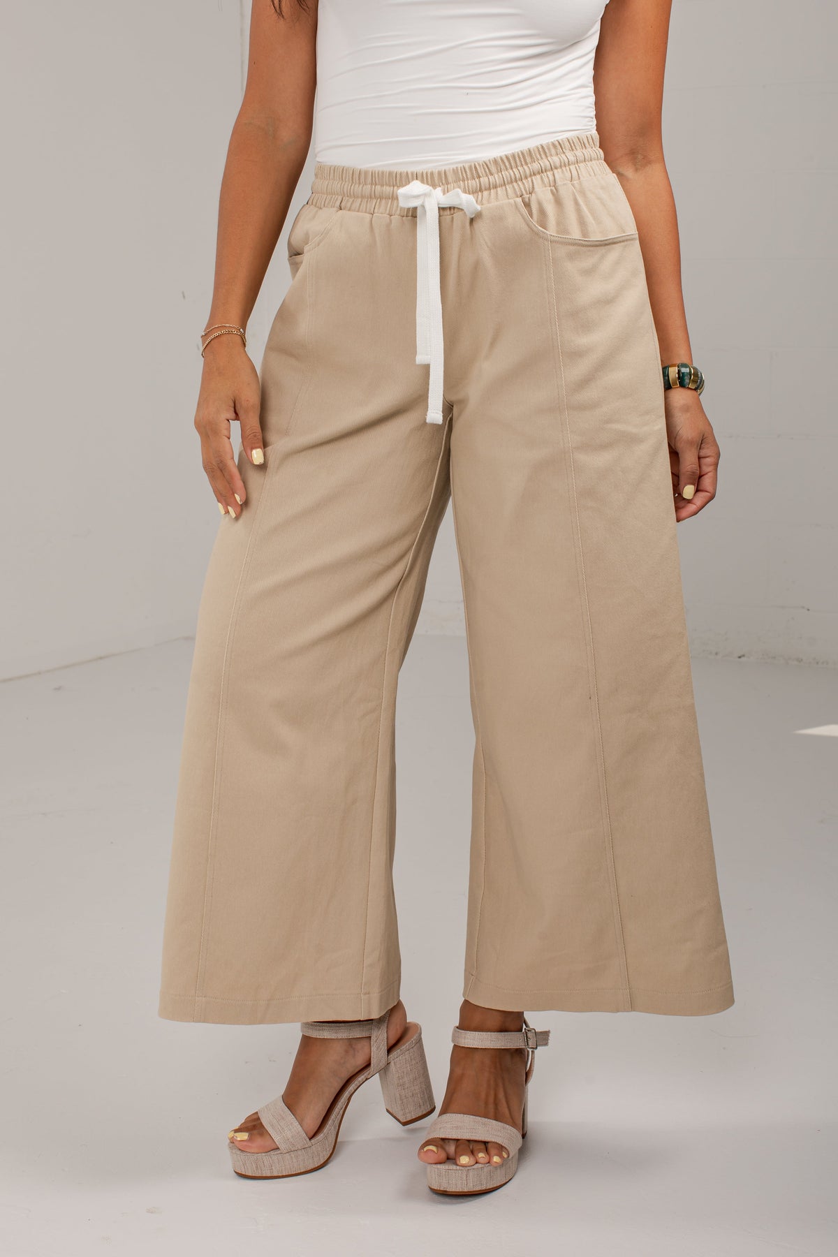 Autumn Taupe High Rise Wide Leg Pants