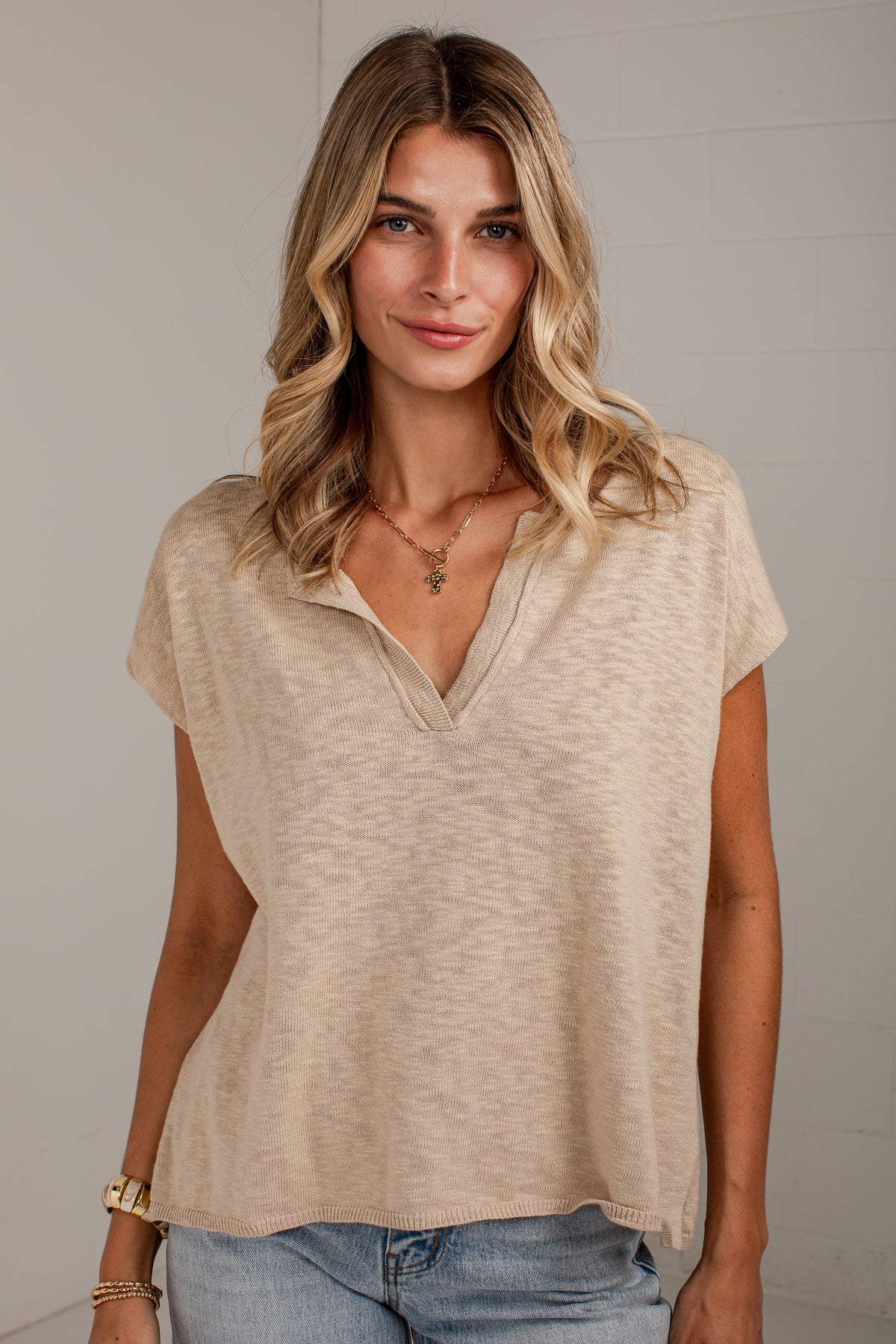 Coffee & Class Beige Knit Top