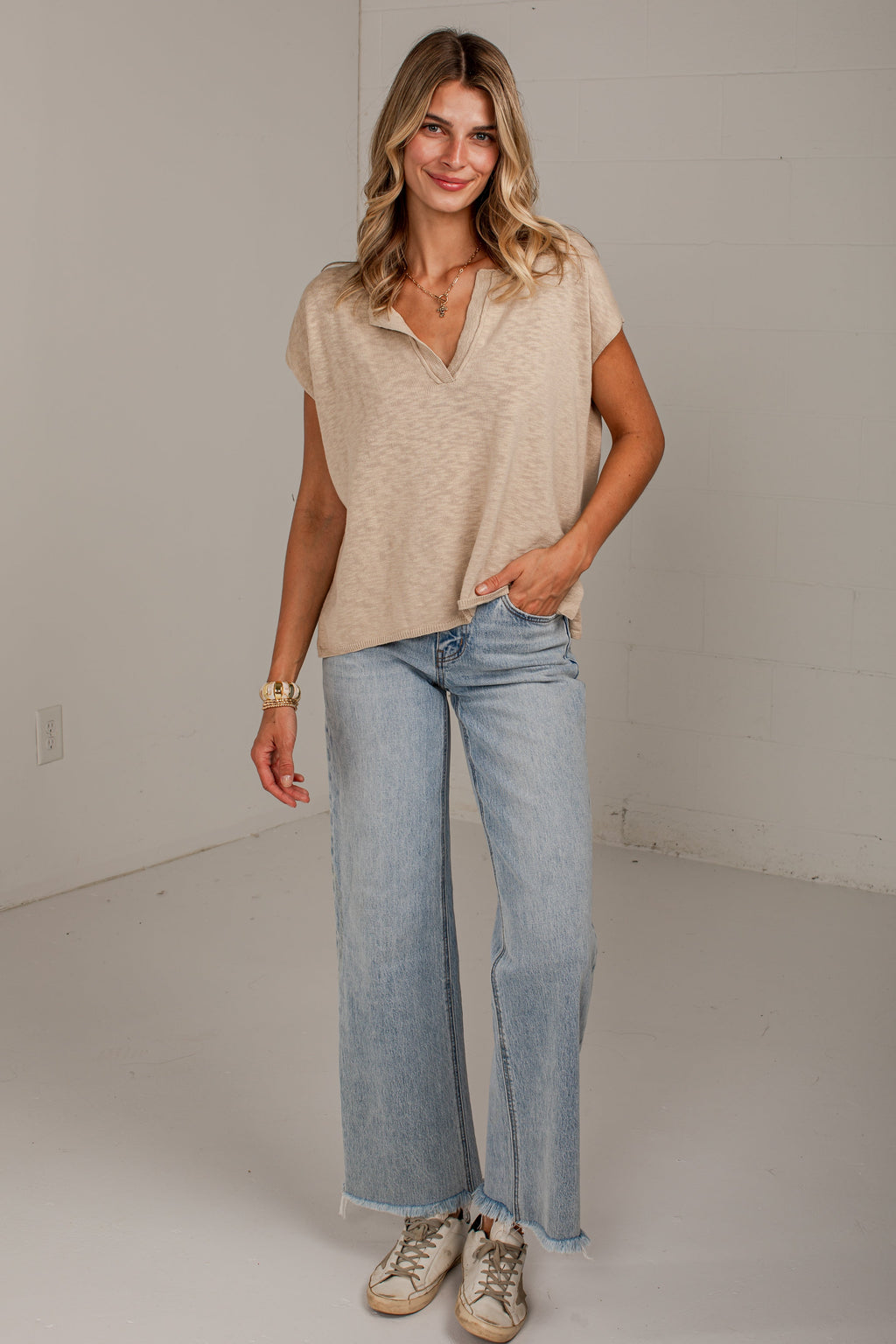 Coffee & Class Beige Knit Top