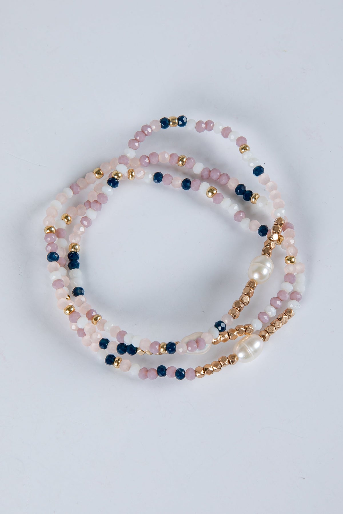 Ava White Beaded Bracelet Set