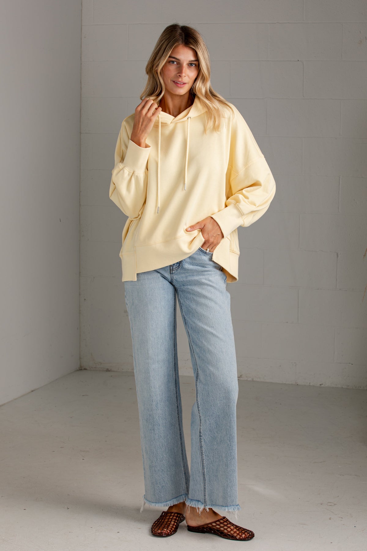 Butter Days Yellow Oversized Hoodie